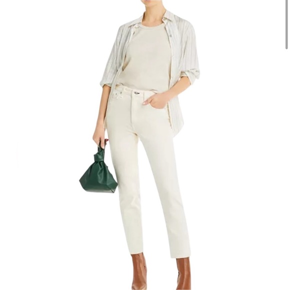 RAG AND BONE HIGH RISE ANKLE CIGARETTE DENIM JEANS IN ECRU 25 - Picture 2 of 12